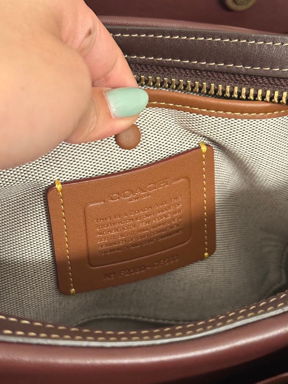 Coach Rouge Gray and Maroon Leather Bag - Picture 3 of 5